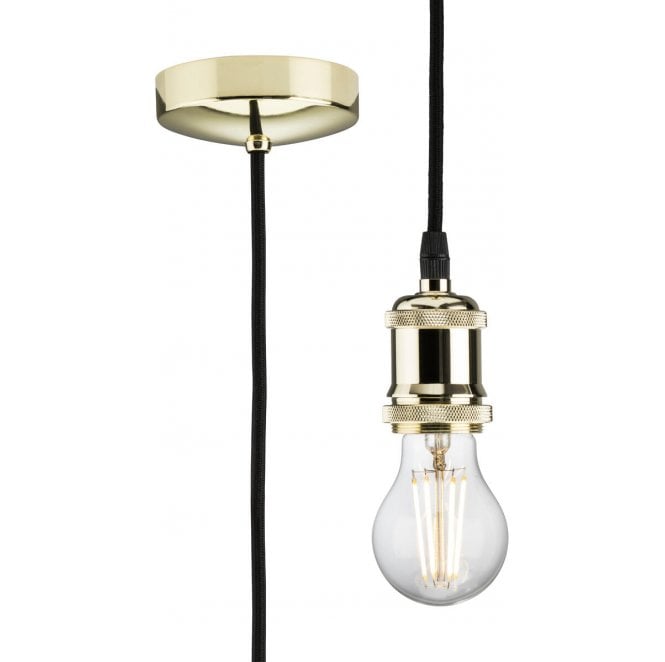 Knightsbridge 8271LPB 1.8m Vintage Pendant Set in a Polished Brass Finish