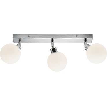 BA01B3C IP44 Triple Bar Spotlight with Round Frosted Glass in a Chrome Finish