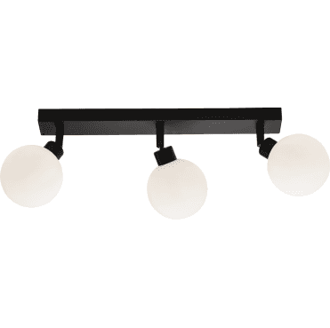 BA01B3MB IP44 Triple Bar Spotlight with Round Frosted Glass in a Matt Black Finish