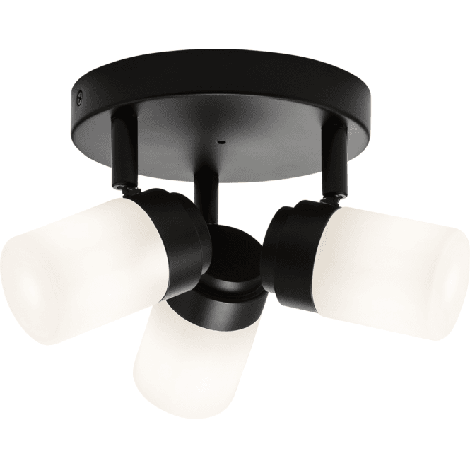 Knightsbridge BA02P3MB IP44 Triple Bar Spotlight with Frosted Glass in a Matt Black Finish