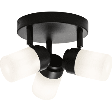 BA02P3MB IP44 Triple Bar Spotlight with Frosted Glass in a Matt Black Finish
