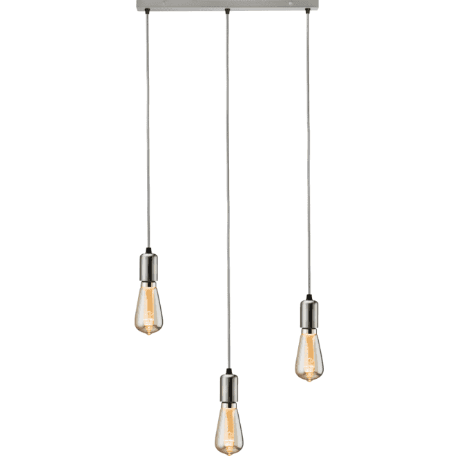Knightsbridge CALC03BBC Contemporary 3 Light Bar Pendant in a Brushed Chrome Finish