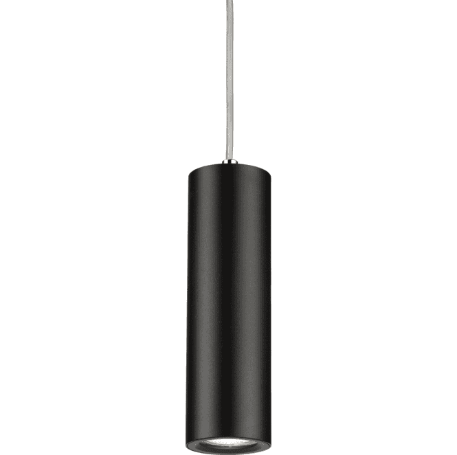 Knightsbridge DA1FRB Dasan Single Long Fixed Round Pendant in a Black Finish