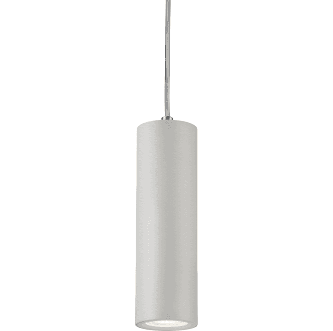 Knightsbridge DA1FRW Dasan Single Long Fixed Round Pendant in a White Finish