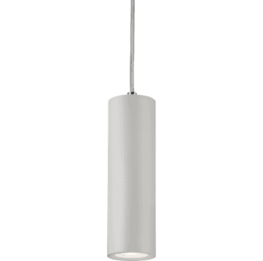 DA1FRW Dasan Single Long Fixed Round Pendant in a White Finish