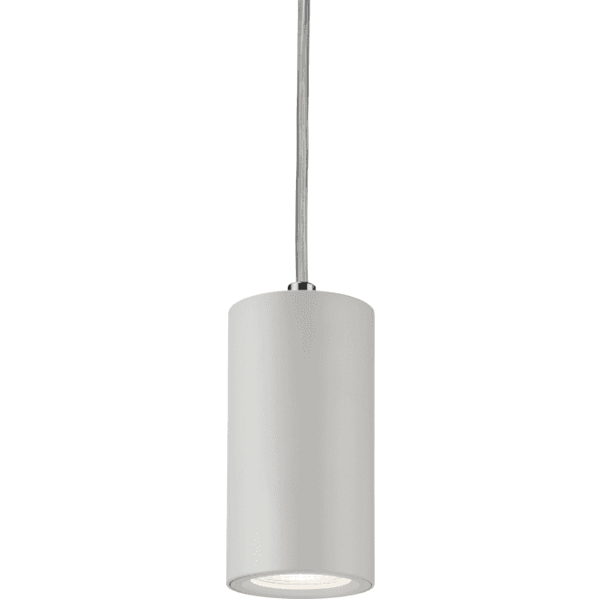 Knightsbridge DAA1FRW Dasan Single Short Fixed Round Pendant in a White Finish