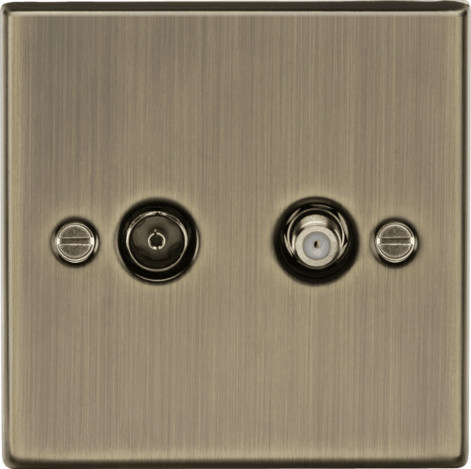 Knightsbridge Switches and Sockets CS014AB Decorative TV and SAT TV Outlet in Antique Brass