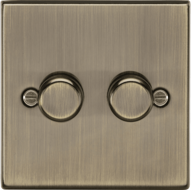 Knightsbridge Switches and Sockets CS2192AB Decorative 2G 2W 10-200W (5-150W LED) Intelligent Dimmer in Antique Brass