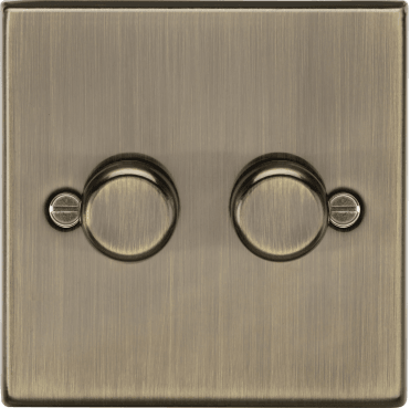 CS2192AB Decorative 2G 2W 10-200W (5-150W LED) Intelligent Dimmer in Antique Brass