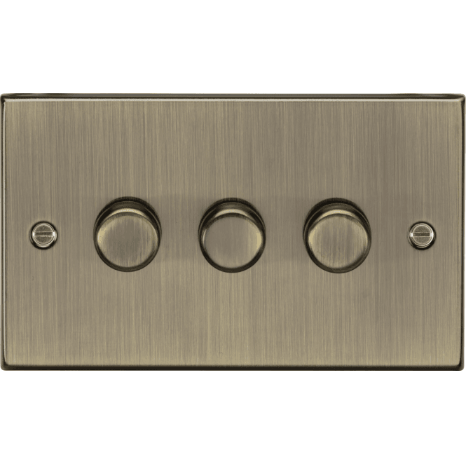 Knightsbridge Switches and Sockets CS2193AB Decorative 3G 2W 10-200W (5-150W LED) Intelligent Dimmer in Antique Brass