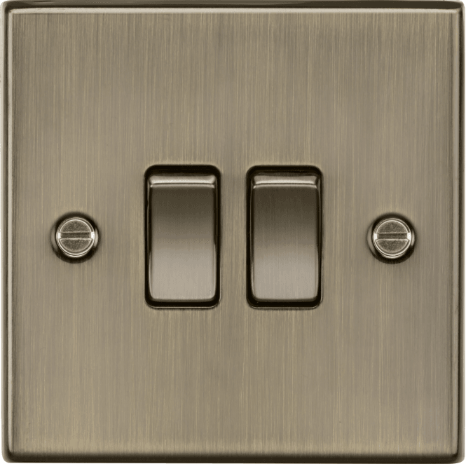 Knightsbridge Switches and Sockets CS3AB Decorative 2G 2W Switch in Antique Brass