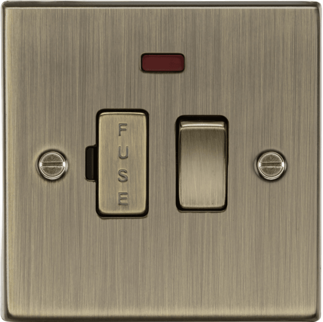Knightsbridge Switches and Sockets CS63NAB Decorative 13a Switched Fused Spur with Neon in Antique Brass