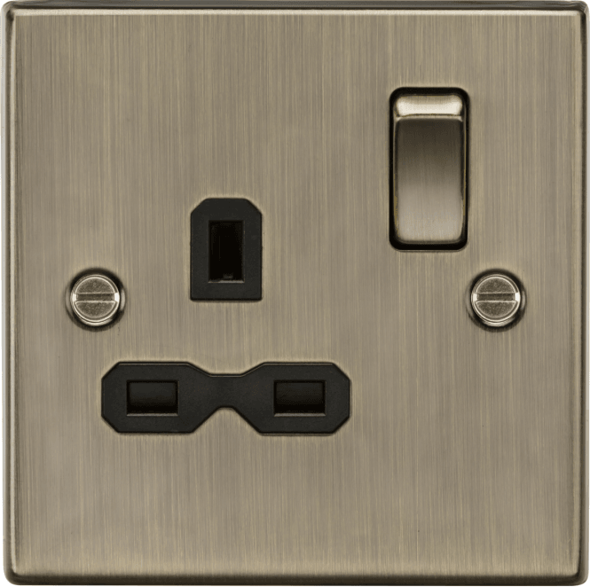 Knightsbridge Switches and Sockets CS7AB Decorative Single Switched Socket in Antique Brass