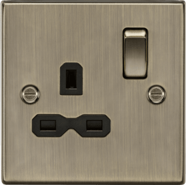CS7AB Decorative Single Switched Socket in Antique Brass