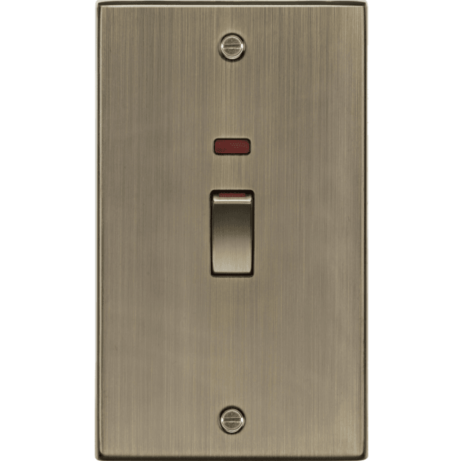 Knightsbridge Switches and Sockets CS82MNAB Decorative 45A 2G DP Switch with Neon in Antique Brass