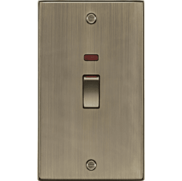 CS82MNAB Decorative 45A 2G DP Switch with Neon in Antique Brass