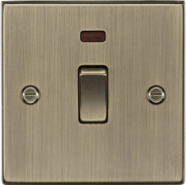 CS834NAB Decorative 20A 1G DP Switch with Neon in Antique Brass