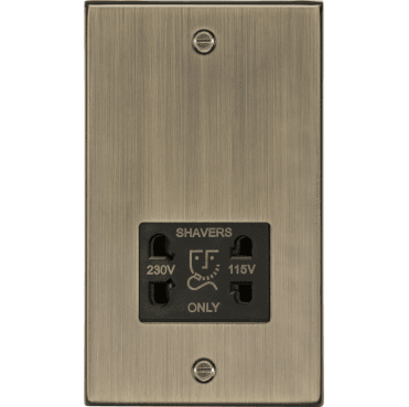 CS89AB Decorative Dual Shaver Socket in Antique Brass