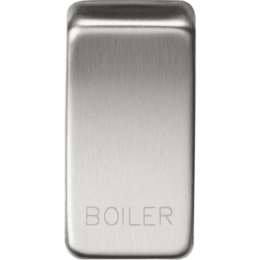 GDBOILBC Switch Cover marked "BOILER" in Brushed Chrome