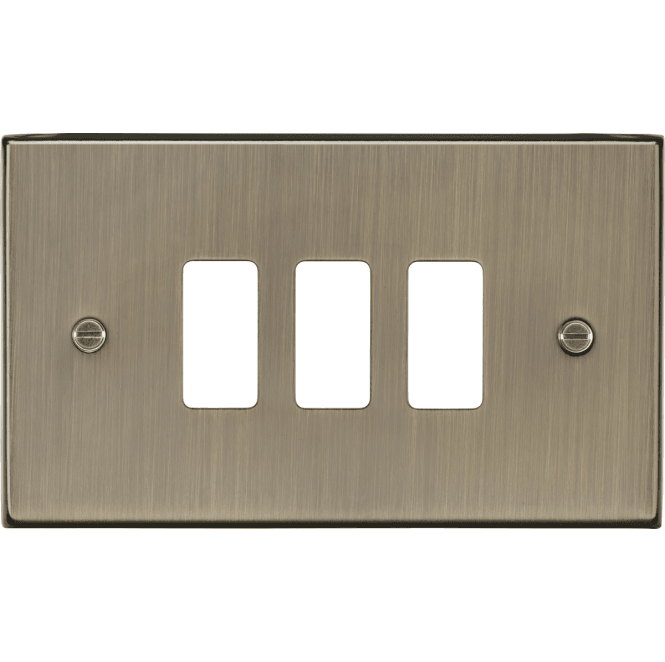 Knightsbridge Switches and Sockets GDCS3AB 3G Grid Faceplate in Antique Brass