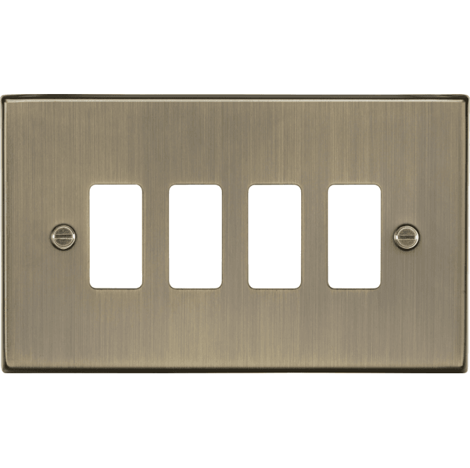 Knightsbridge Switches and Sockets GDCS4AB 4G Grid Faceplate in Antique Brass