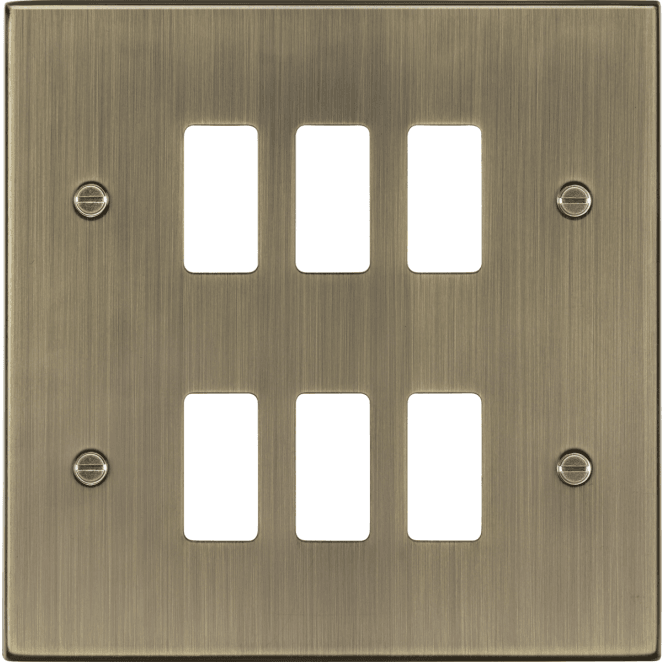 Knightsbridge Switches and Sockets GDCS6AB 6G Grid Faceplate in Antique Brass