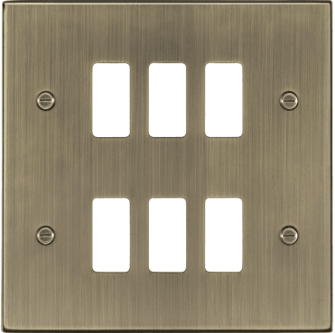 GDCS6AB 6G Grid Faceplate in Antique Brass