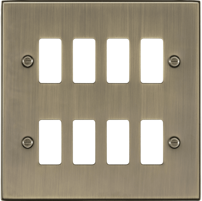 Knightsbridge Switches and Sockets GDCS8AB 8G Grid Faceplate in Antique Brass