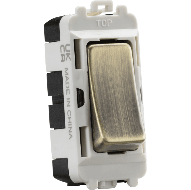 Knightsbridge Switches and Sockets GDM001AB 20A 2 Way Single Pole Grid Module in Antique Brass