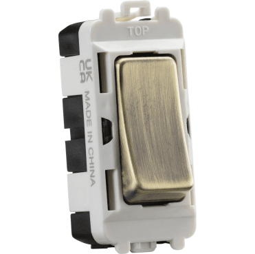 GDM002AB 20A Double Pole Grid Module in Antique Brass