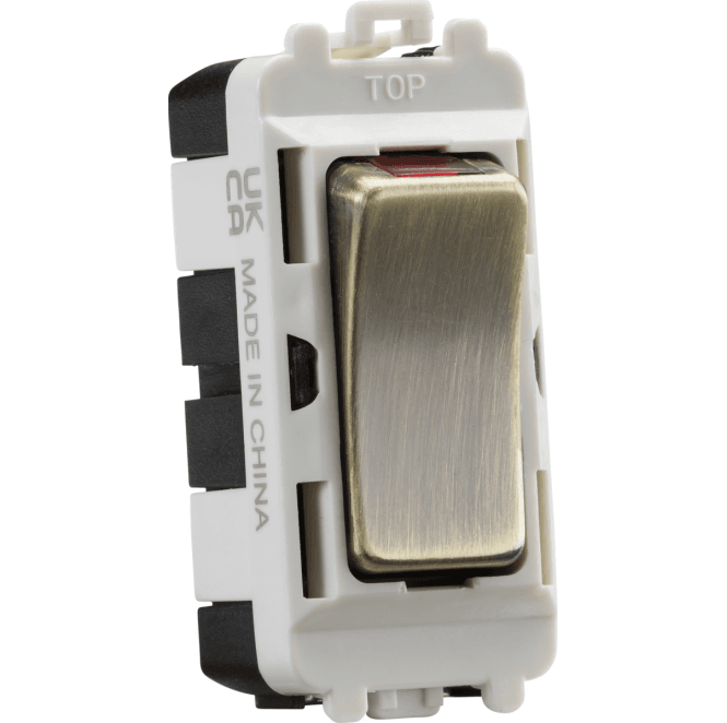 Knightsbridge Switches and Sockets GDM003AB 20A Double Pole Grid Module with LED Indicator in Antique Brass