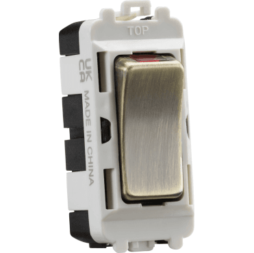 GDM003AB 20A Double Pole Grid Module with LED Indicator in Antique Brass