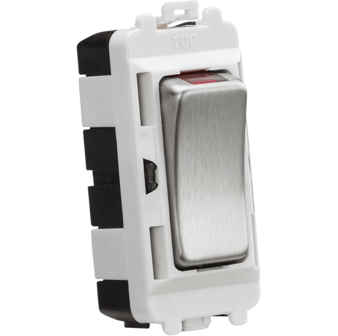 Knightsbridge Switches and Sockets GDM003BC 20A Double Pole Grid Module with LED Indicator in Brushed Chrome