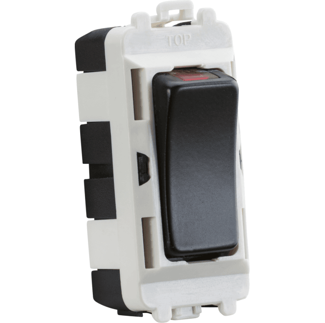 Knightsbridge Switches and Sockets GDM003MB 20A Double Pole Grid Module with LED Indicator in Matt Black