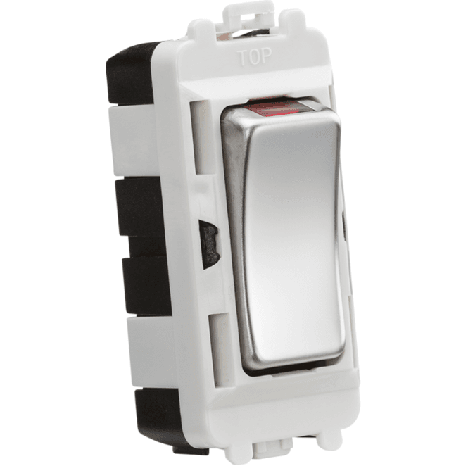 Knightsbridge Switches and Sockets GDM003PC 20A Double Pole Grid Module with LED Indicator in Polished Chrome