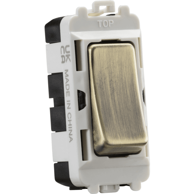 Knightsbridge Switches and Sockets GDM006AB 20A 2 Way Retractive Single Pole Module (marked press) in Antique Brass