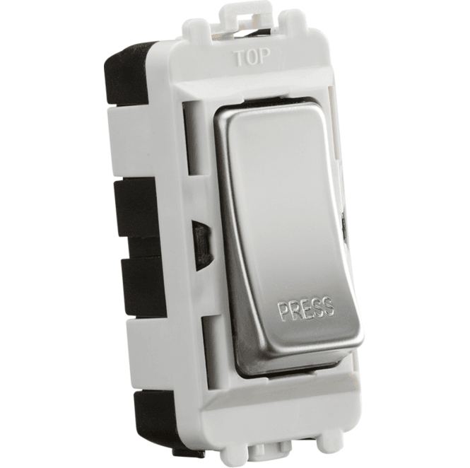 Knightsbridge Switches and Sockets GDM006PC 20A 2 Way Retractive Single Pole Module (marked press) in Polished Chrome