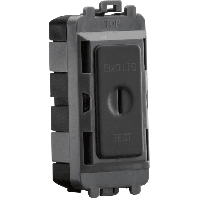 Knightsbridge Switches and Sockets GDM007AT 20A 2 Way Single Pole Key Module (marked EMG LTG TEST) in Anthracite