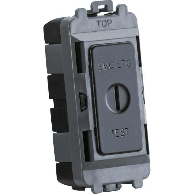 Knightsbridge Switches and Sockets GDM007MB 20A 2 Way Single Pole Key Module (marked EMG LTG TEST) in Matt Black