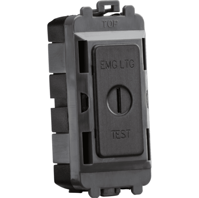 Knightsbridge Switches and Sockets GDM007SB 20A 2 Way Single Pole Key Module (marked EMG LTG TEST) in Smoked Bronze