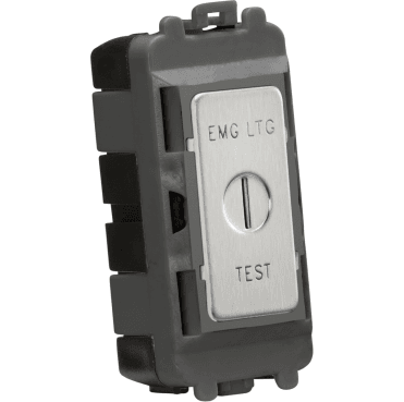 GDM008BC 20A Double Pole  Key Module (marked EMG LTG TEST) in Brushed Chrome
