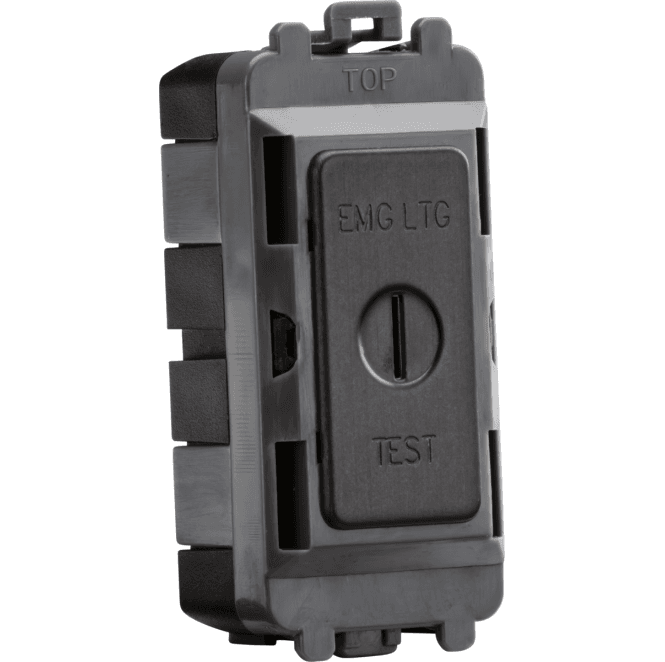 Knightsbridge Switches and Sockets GDM008SB 20A Double Pole  Key Module (marked EMG LTG TEST) in Smoked Bronze