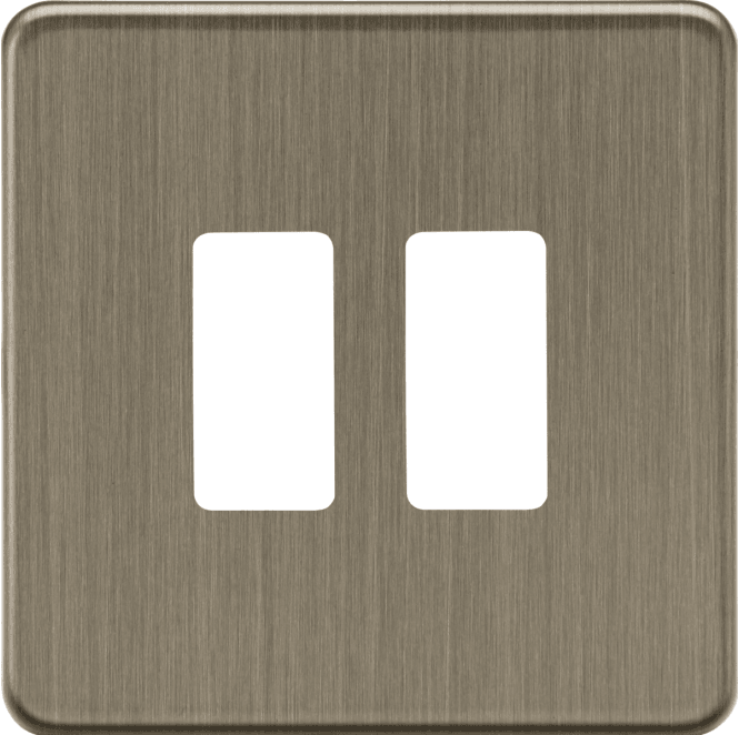 Knightsbridge Switches and Sockets GDSF002AB Screwless 2G Grid Faceplate in Antique Brass