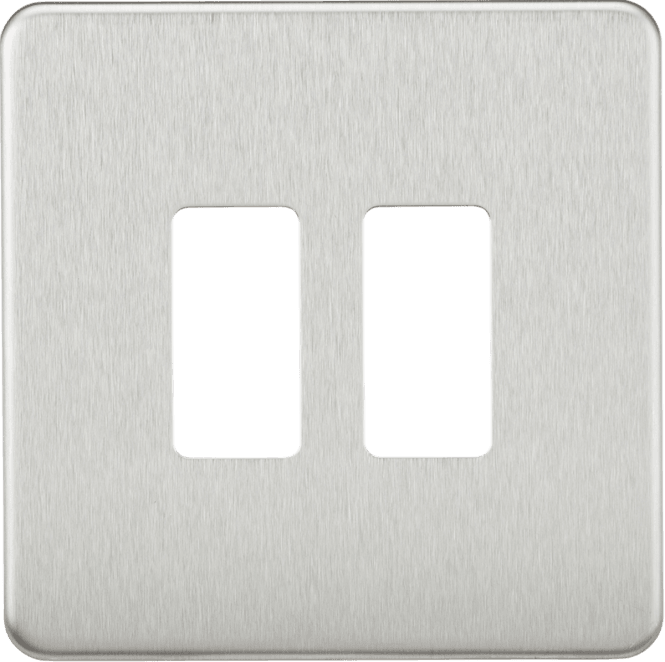 Knightsbridge Switches and Sockets GDSF002BC Screwless 2G Grid Faceplate in Brushed Chrome
