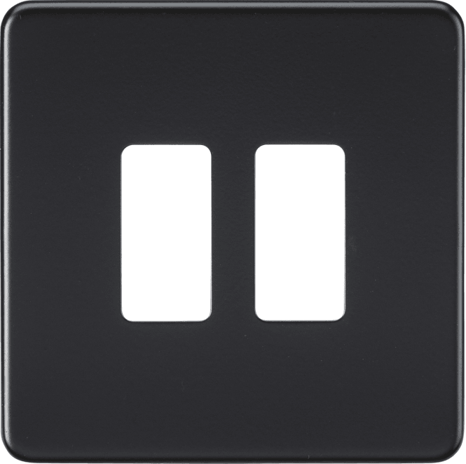 Knightsbridge Switches and Sockets GDSF002MB Screwless 2G Grid Faceplate in Matt Black