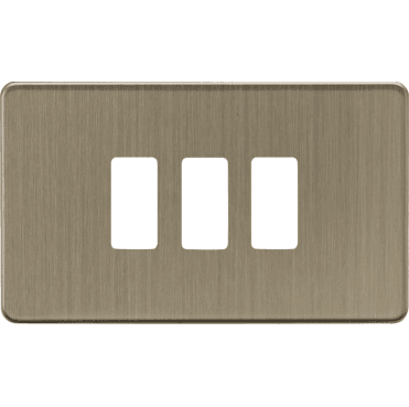 GDSF003AB Screwless 3G Grid Faceplate in Antique Brass