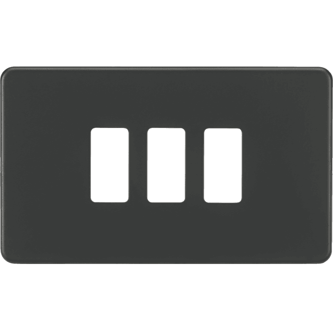 Knightsbridge Switches and Sockets GDSF003AT Screwless 3G Grid Faceplate in Anthracite
