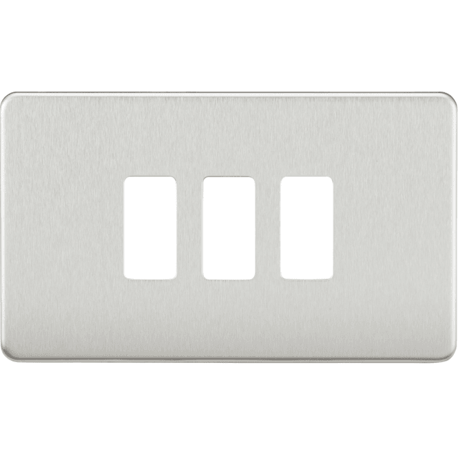Knightsbridge Switches and Sockets GDSF003BC Screwless 3G Grid Faceplate in Brushed Chrome