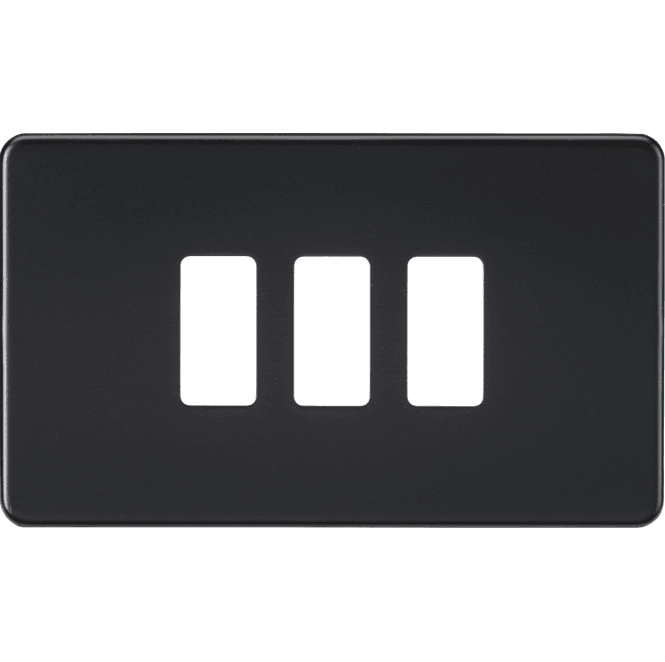 Knightsbridge Switches and Sockets GDSF003MB Screwless 3G Grid Faceplate in Matt Black