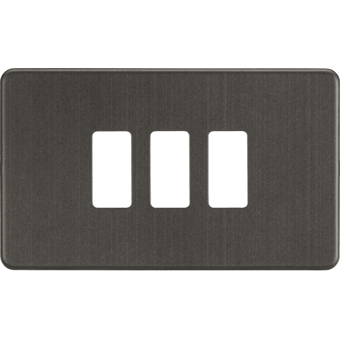 Knightsbridge Switches and Sockets GDSF003SB Screwless 3G Grid Faceplate in Smoked Bronze